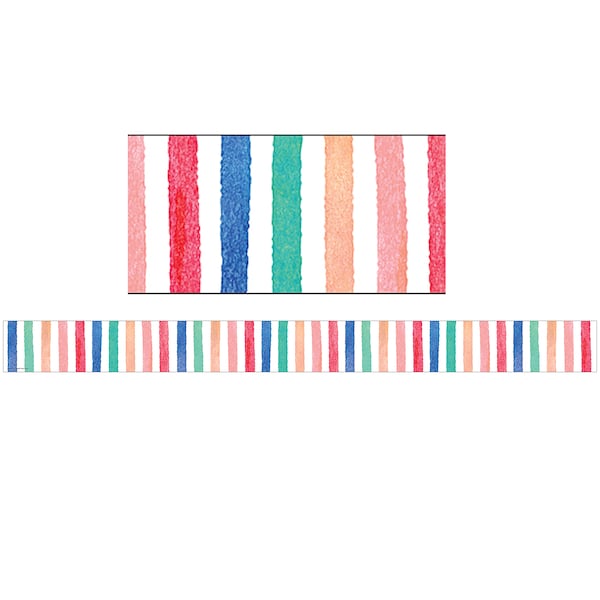 Teacher Created Resources Watercolor Stripes Border Trim, 35 Feet/Pack, PK6 TCR8961 - main